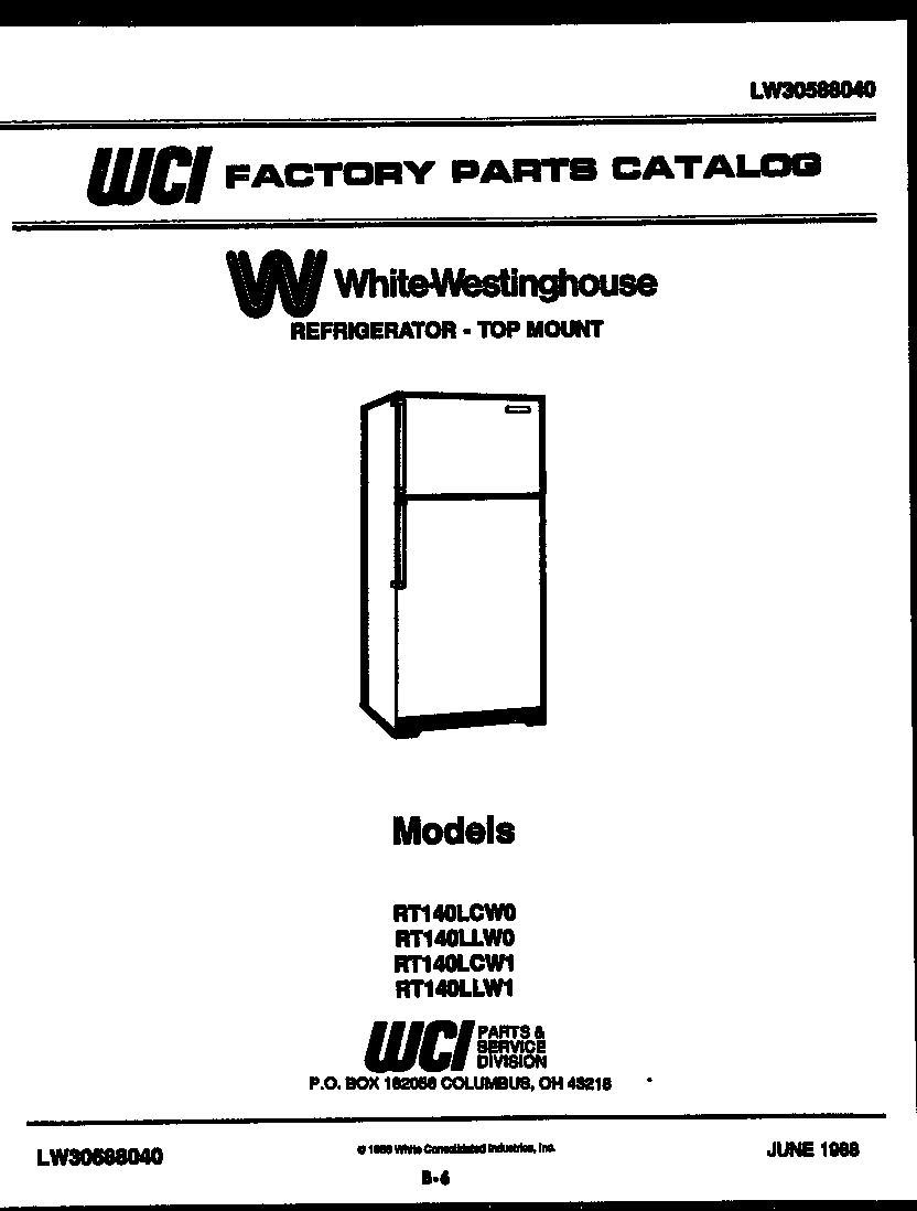 White-Westinghouse RC131LCW0 front cover diagram