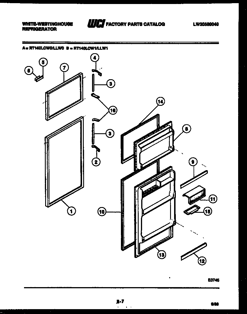 White-Westinghouse RC131LCW0 door parts diagram