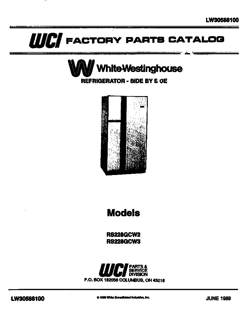White-Westinghouse RS228GCV2 front cover diagram