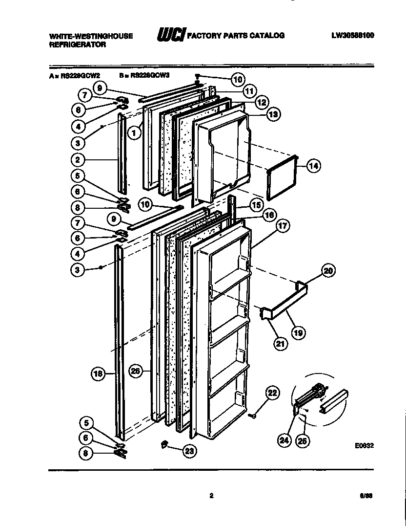 White-Westinghouse RS228GCV2 freezer door parts diagram