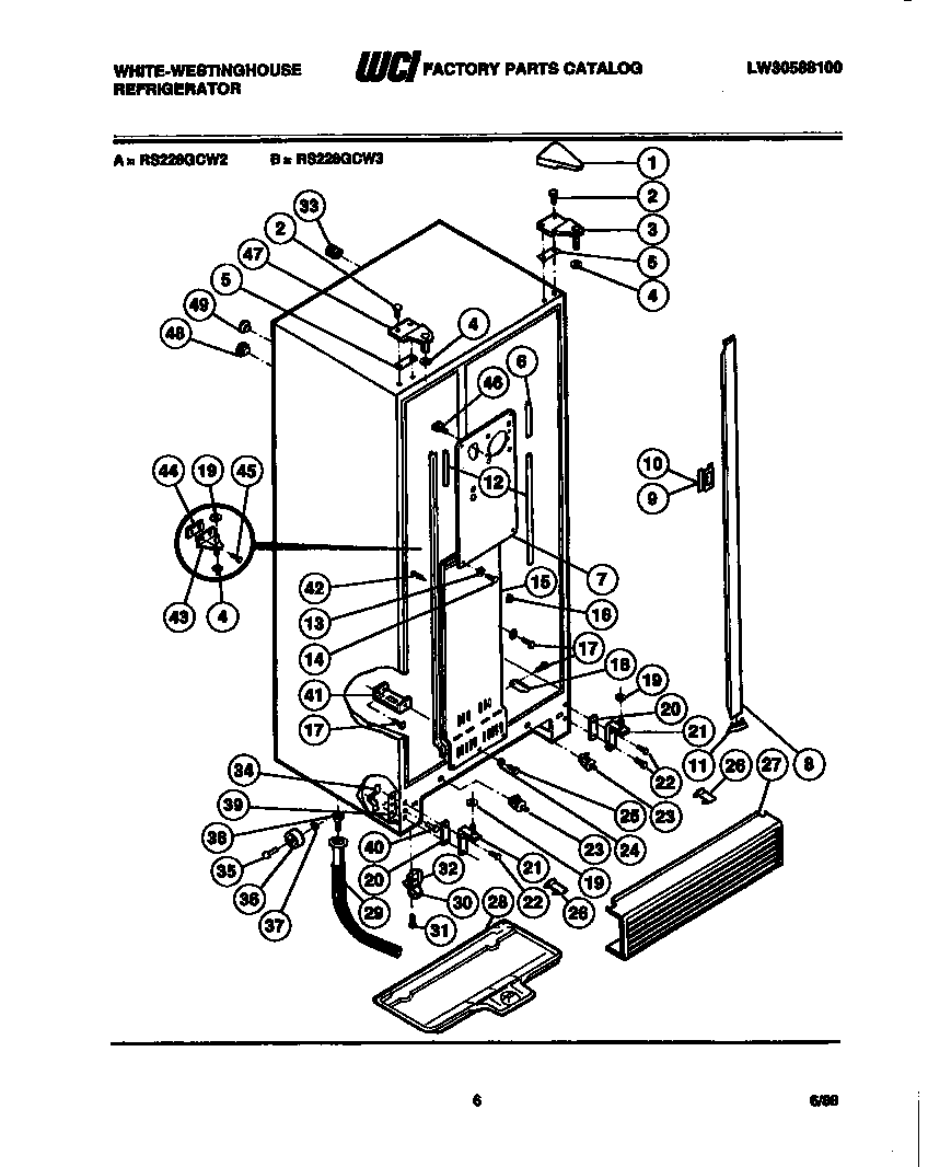 White-Westinghouse RS228GCV2 cabinet parts diagram