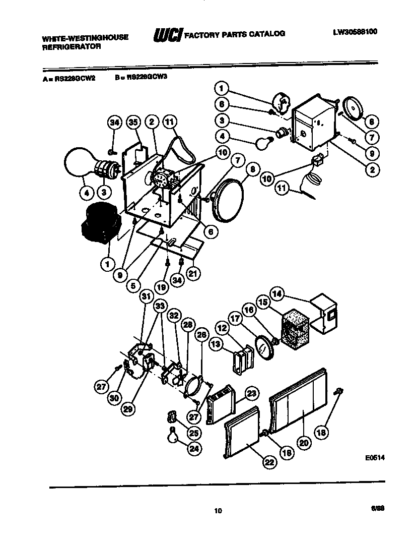 White-Westinghouse RS228GCV2 refrigerator control assembly, damper control assembly and f diagram