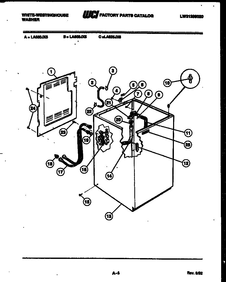 White-Westinghouse LA560JXW5 cabinet parts diagram