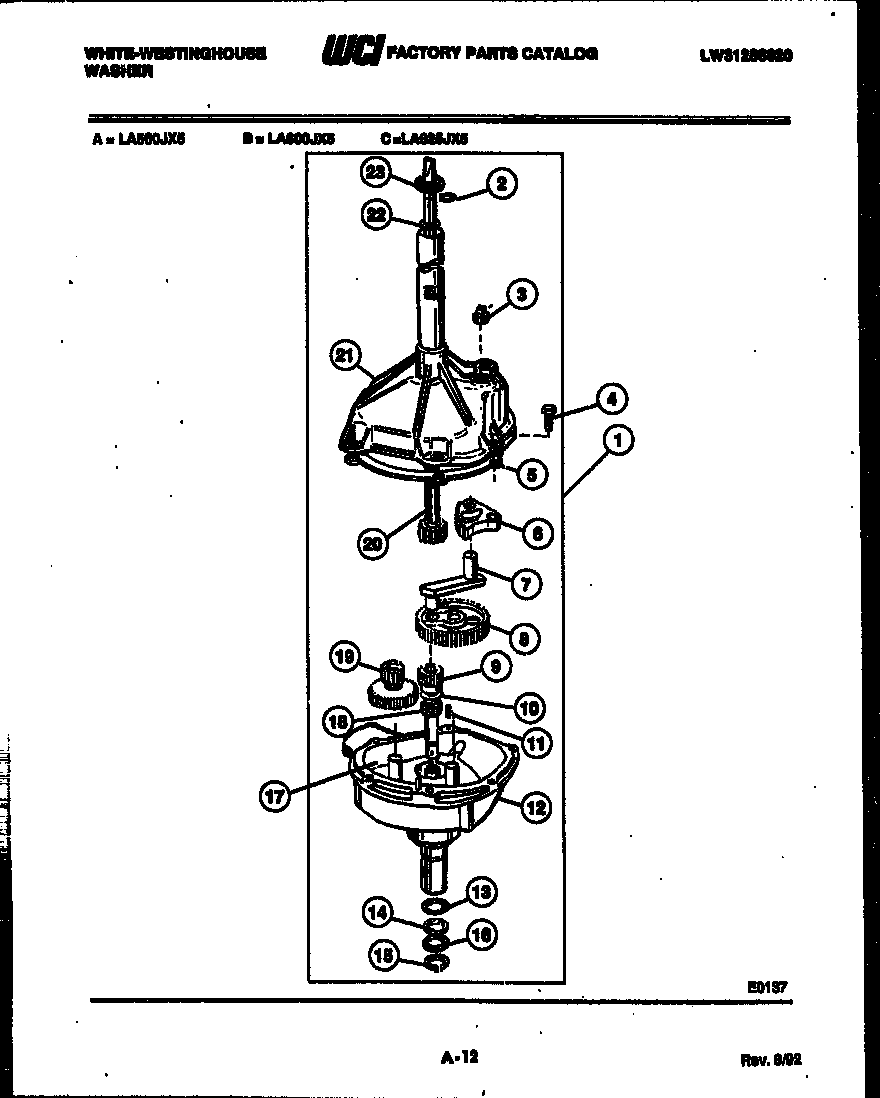 White-Westinghouse LA560JXW5 transmission parts diagram