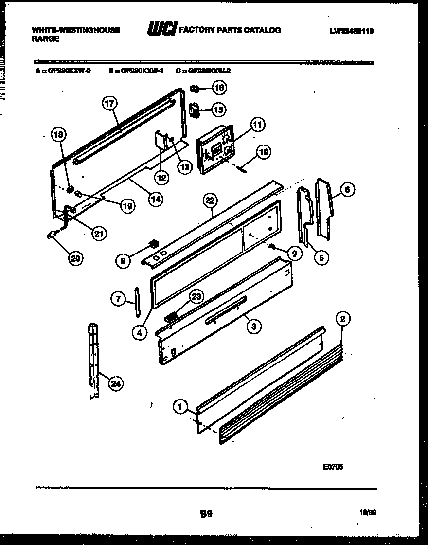White-Westinghouse GF980KXD1 backguard diagram