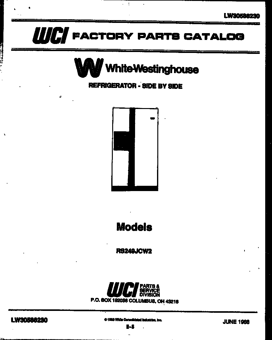 White-Westinghouse RS249JCD2 front cover diagram