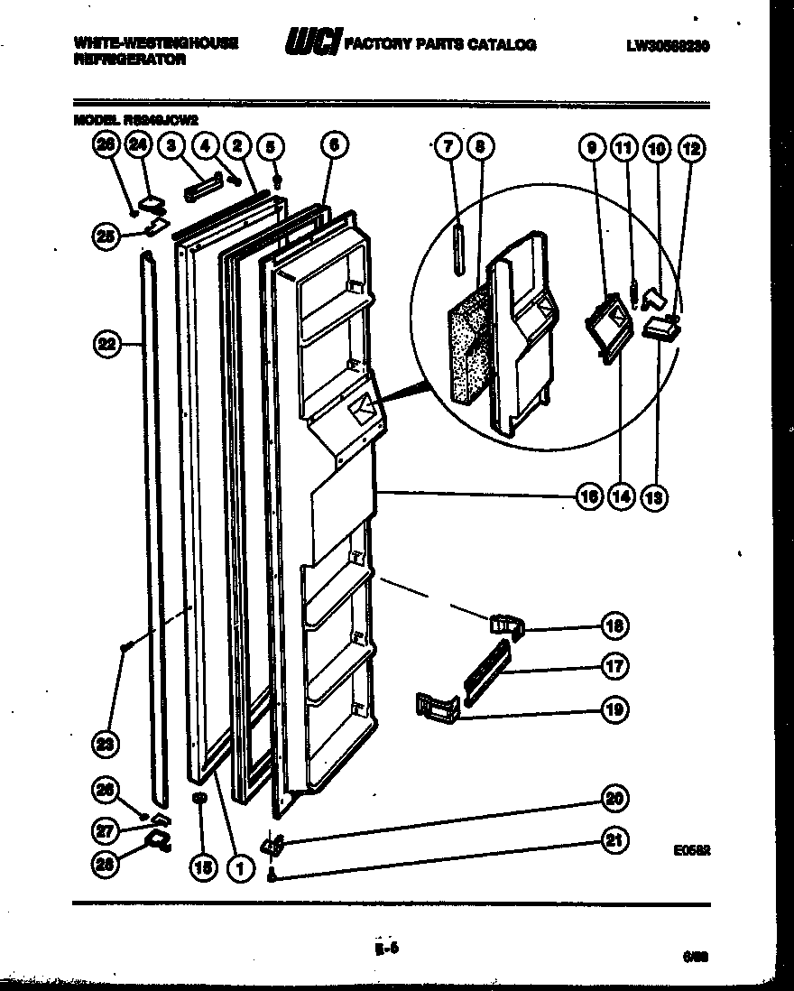 White-Westinghouse RS249JCD2 freezer door parts diagram