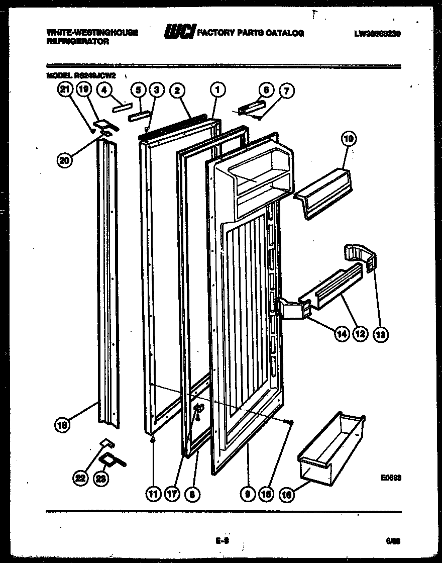 White-Westinghouse RS249JCD2 refrigerator door parts diagram
