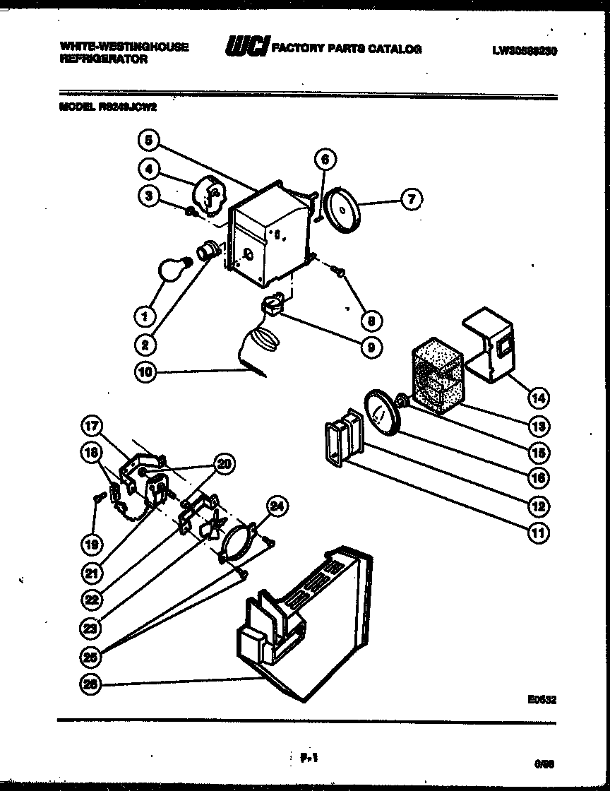 White-Westinghouse RS249JCD2 refrigerator control assembly, damper control assembly and f diagram