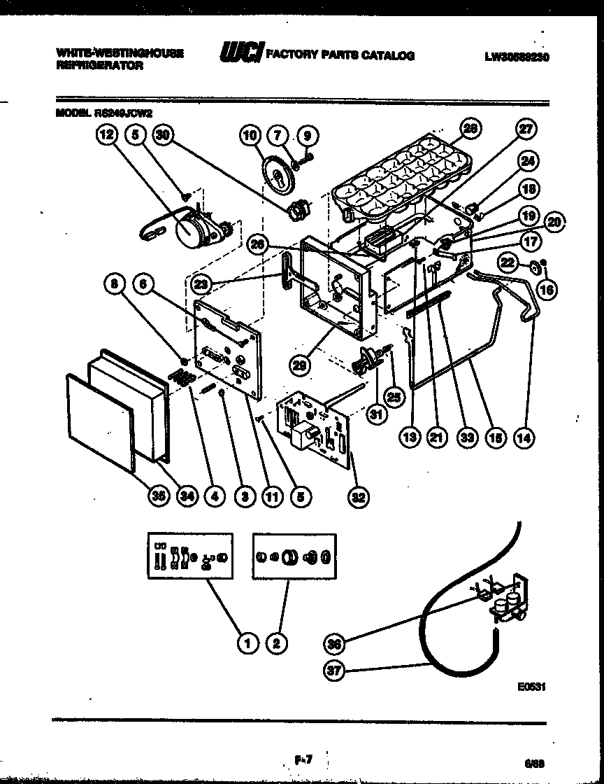 White-Westinghouse RS249JCD2 ice maker and installation parts diagram