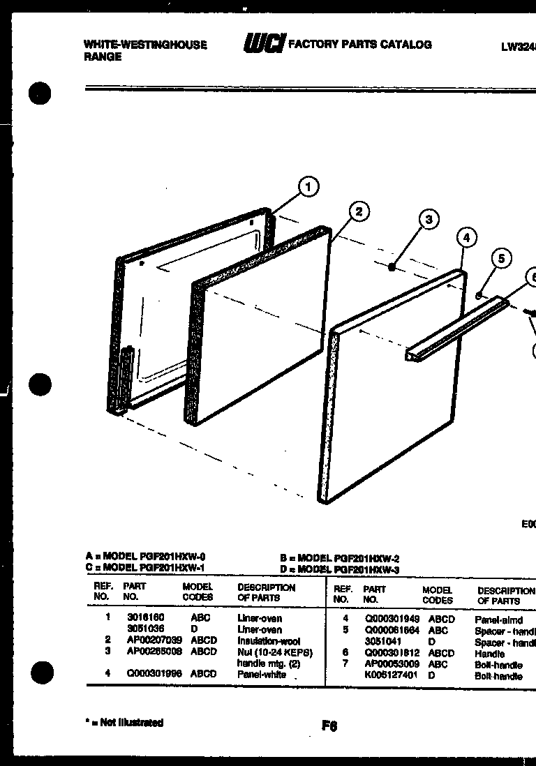 White-Westinghouse GF201HXW4 door parts diagram