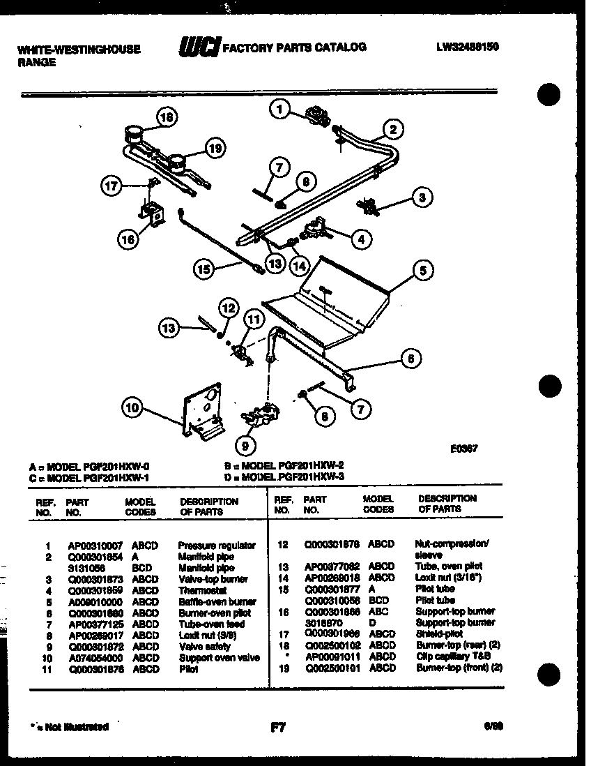 White-Westinghouse GF201HXW4 broiler drawer parts diagram