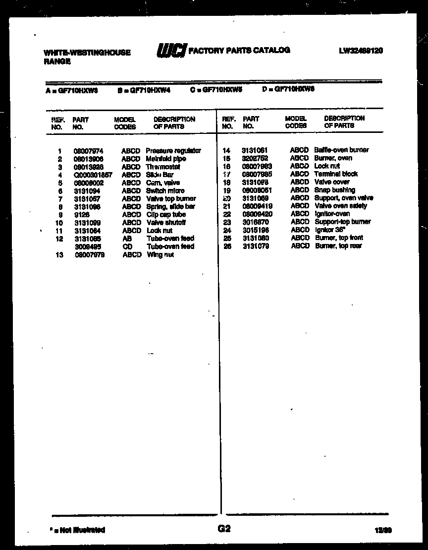 White-Westinghouse PGF201HXW2 broiler drawer parts diagram