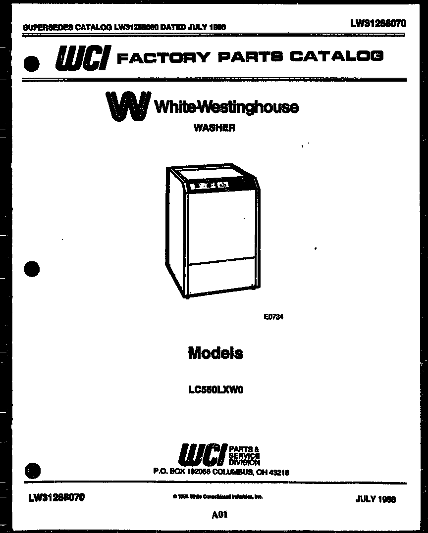 White-Westinghouse LC550LXW0 null diagram