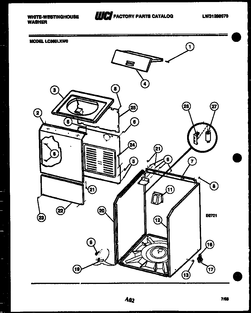 White-Westinghouse LC550LXW0 cabinet parts diagram