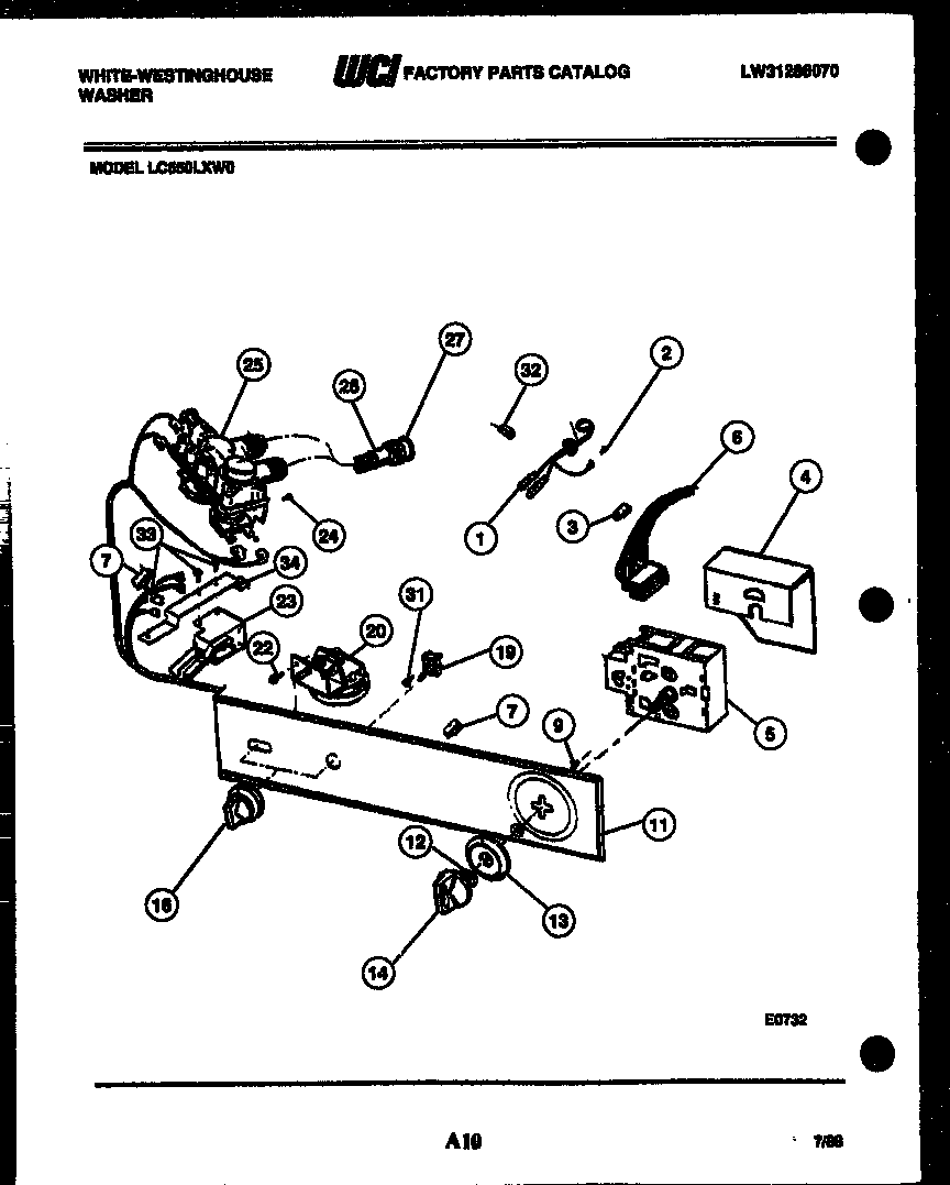 White-Westinghouse LC550LXW0 console and control parts diagram