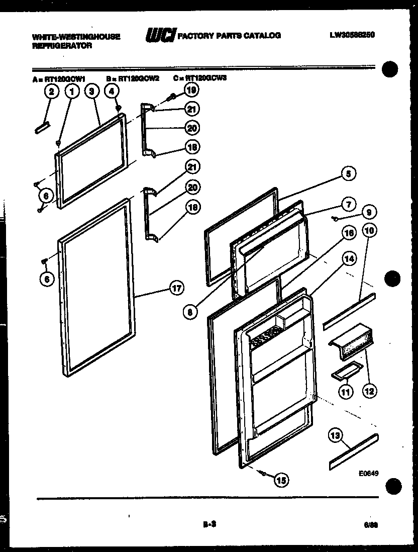 White-Westinghouse RT120GCV1 door parts diagram