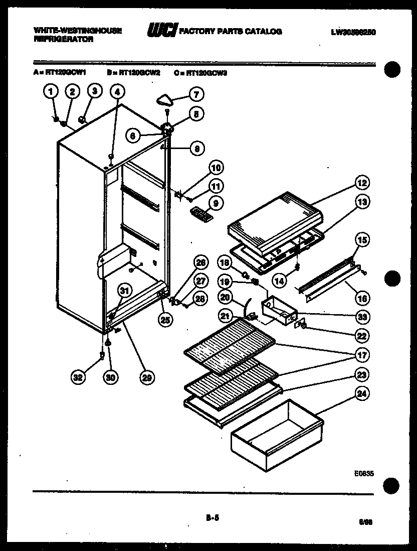 White-Westinghouse RT120GCV1 cabinet parts diagram