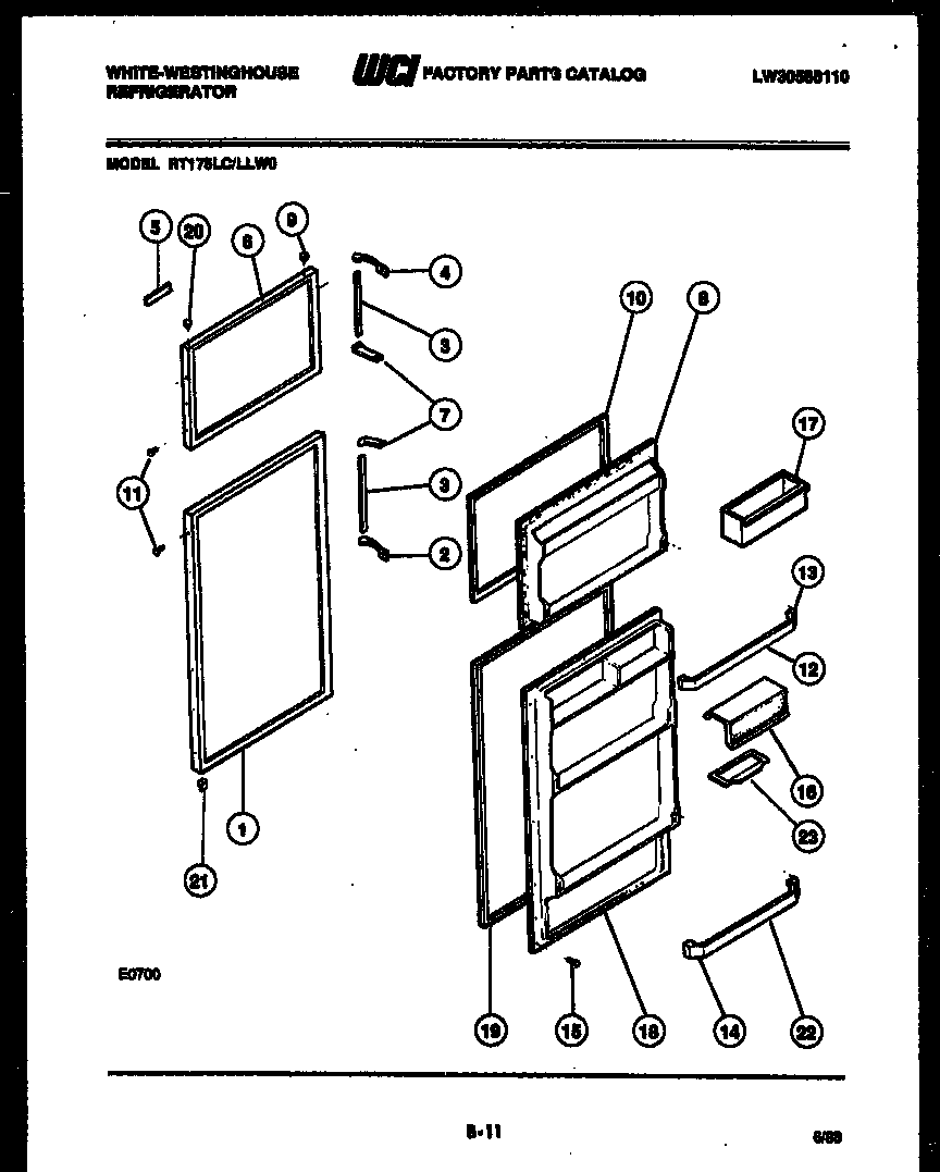 White-Westinghouse RT175LCW0 door parts diagram