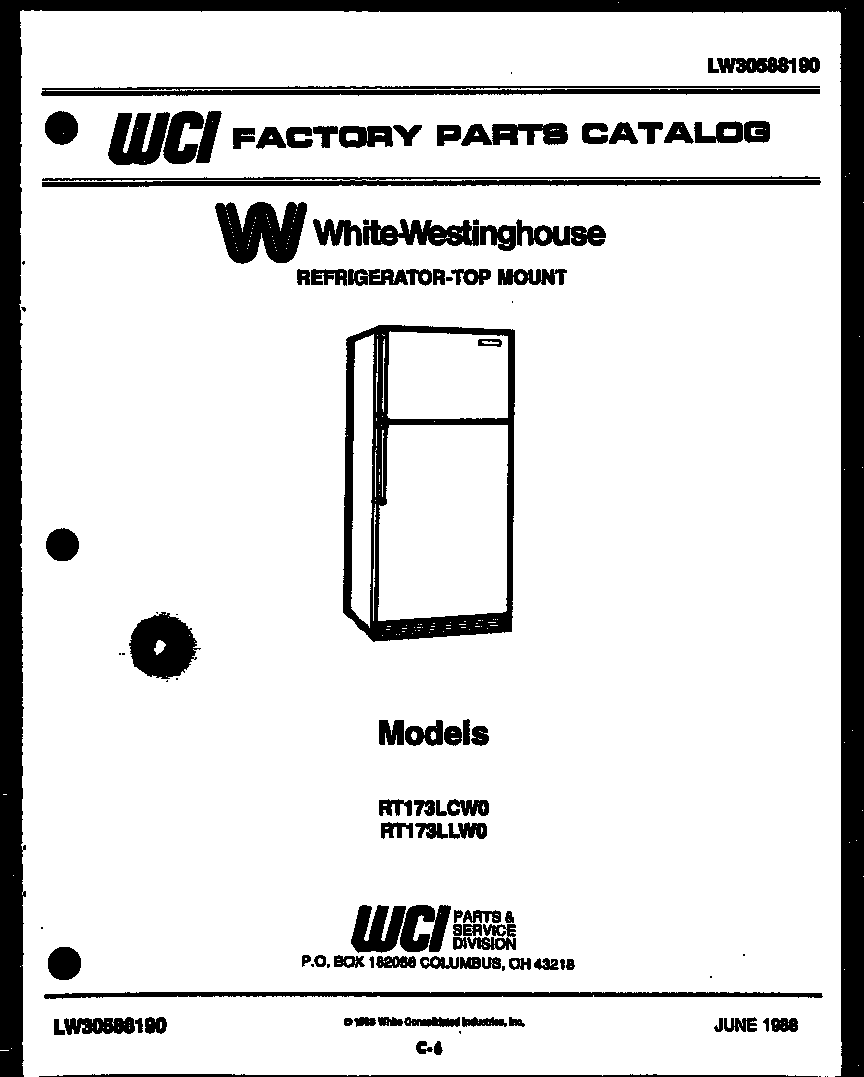 White-Westinghouse RT173LLV0 cover diagram