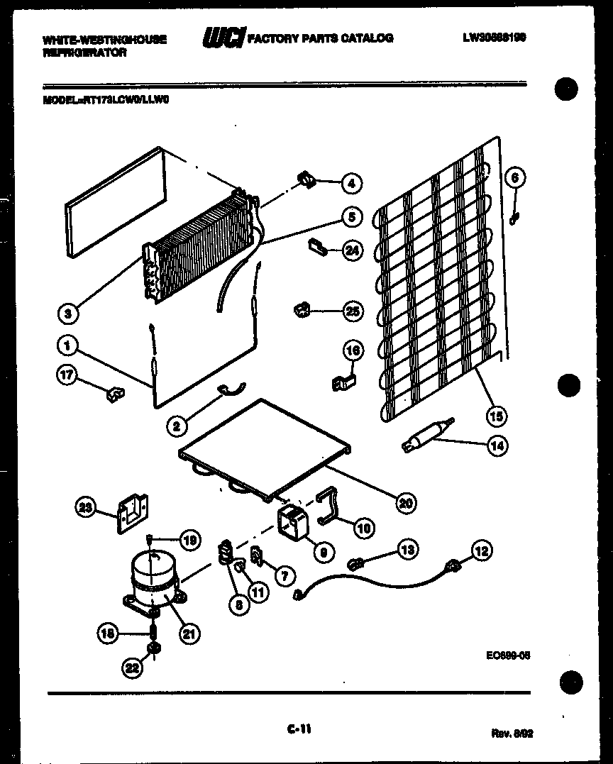 White-Westinghouse RT173LLV0 system and automatic defrost parts diagram