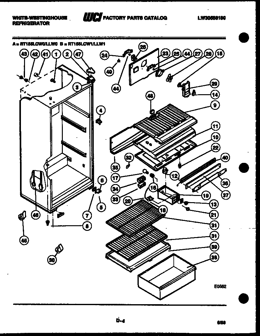 White-Westinghouse RT155LLF0 cabinet parts diagram