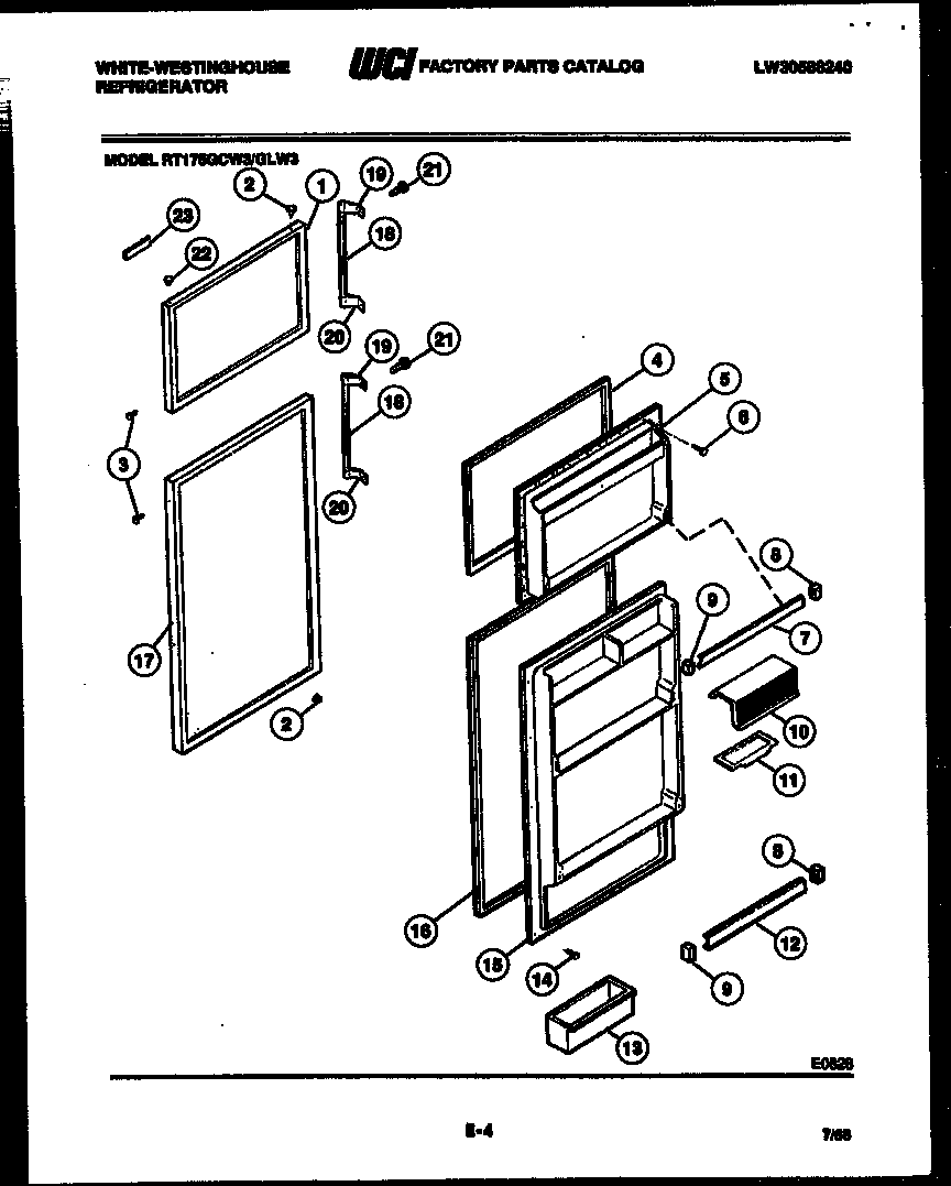 White-Westinghouse RT175GLF3 door parts diagram
