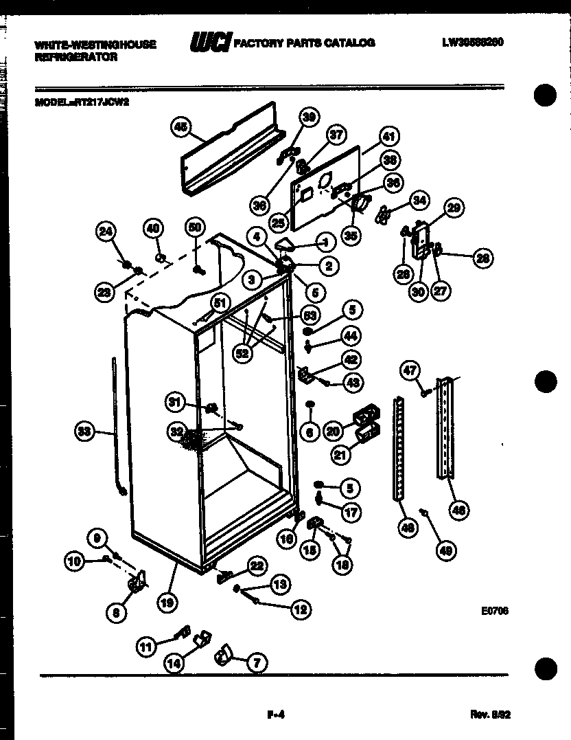 White-Westinghouse RT217JCF2 cabinet parts diagram