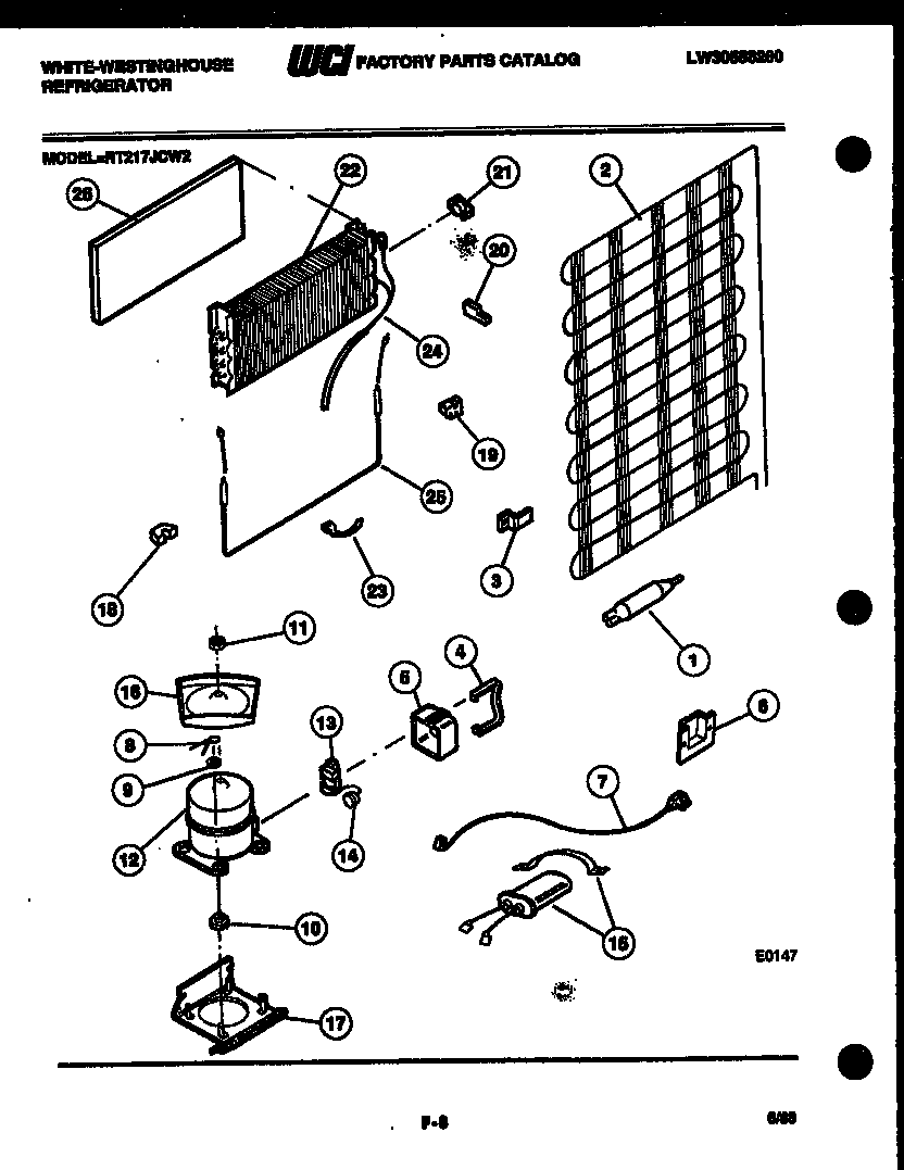 White-Westinghouse RT217JCF2 system and automatic defrost parts diagram