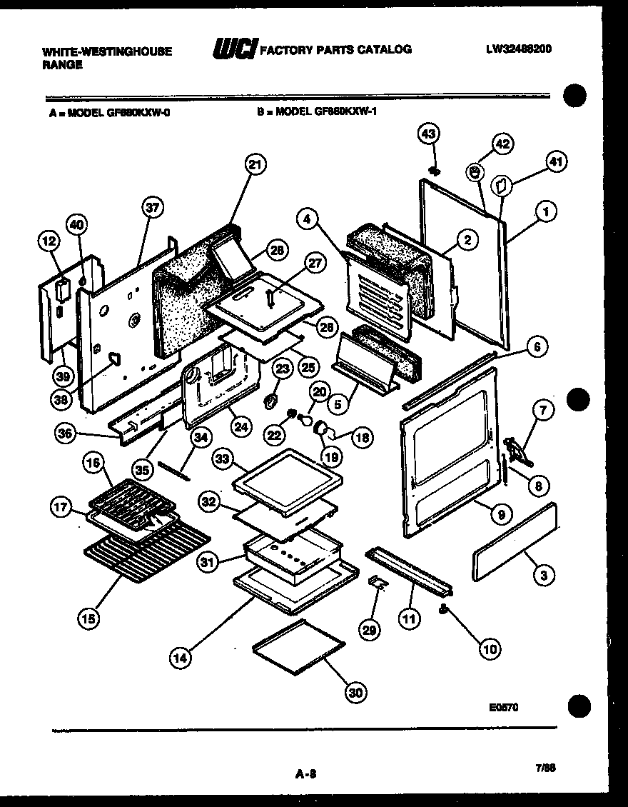 White-Westinghouse GF880KXW1 body parts diagram
