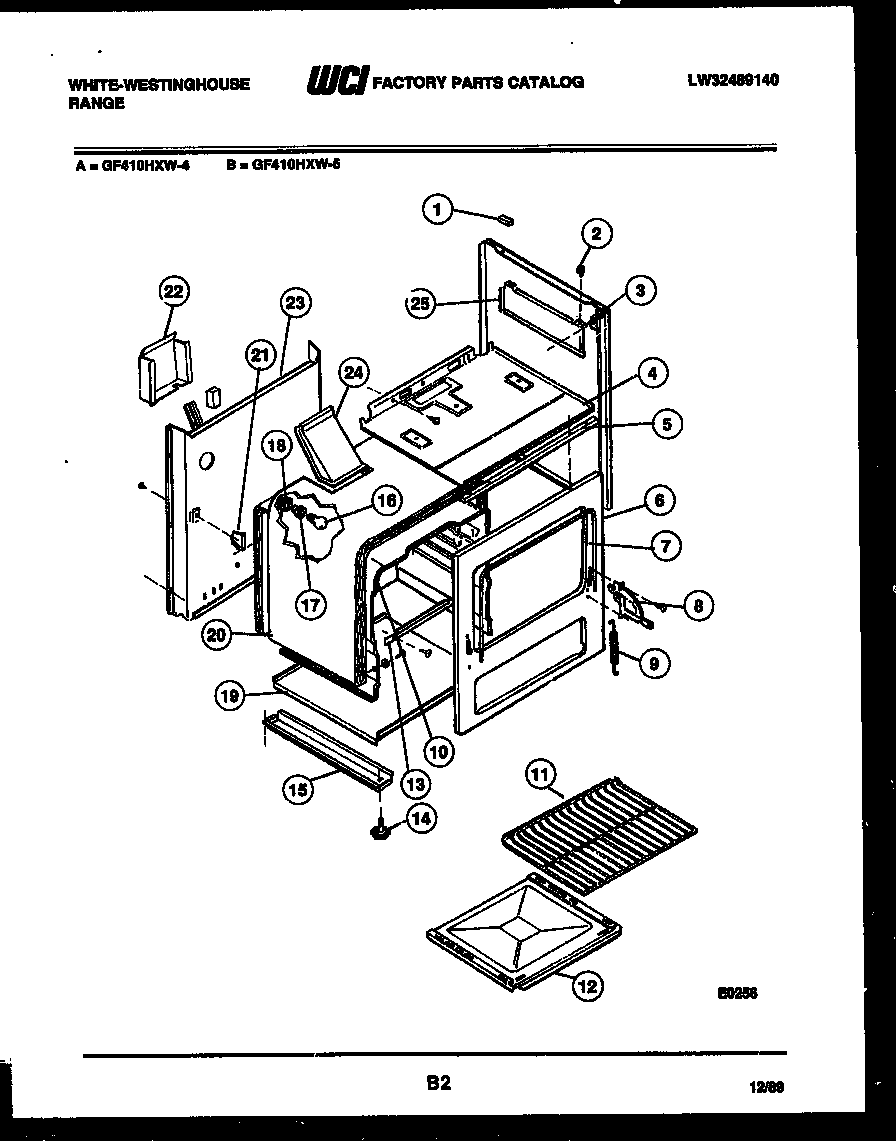 White-Westinghouse GF410HXD4 broiler drawer parts diagram