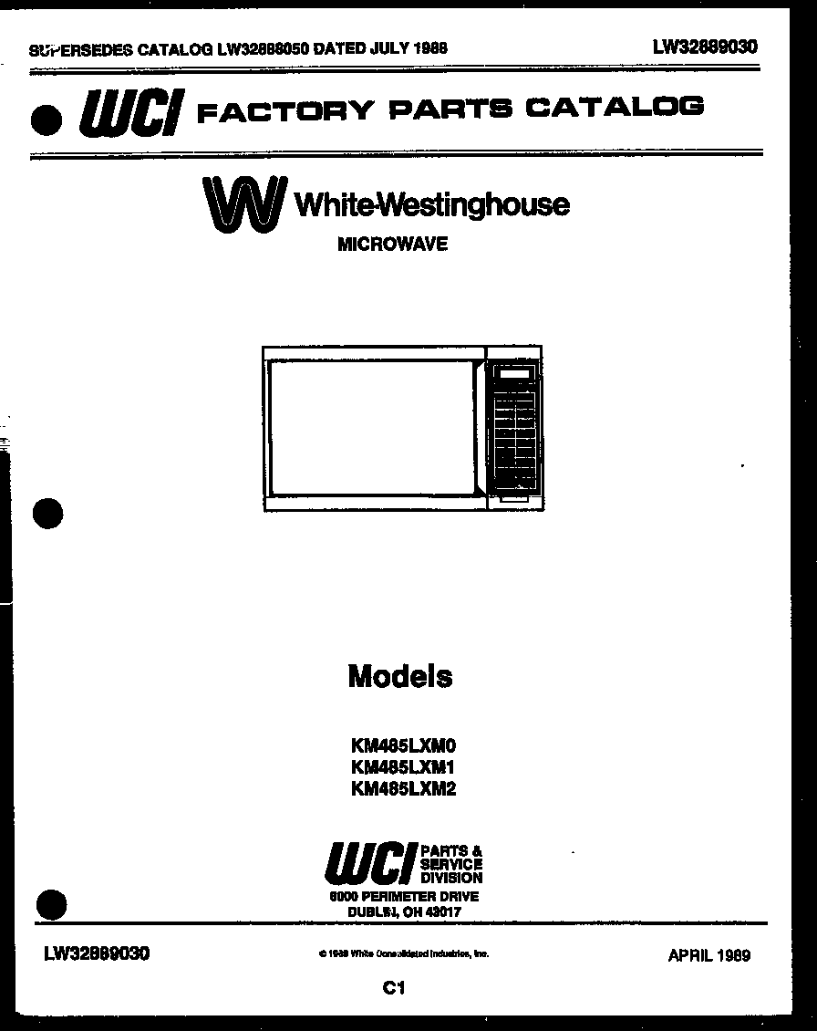 White-Westinghouse KM485LXMW2 front cover diagram