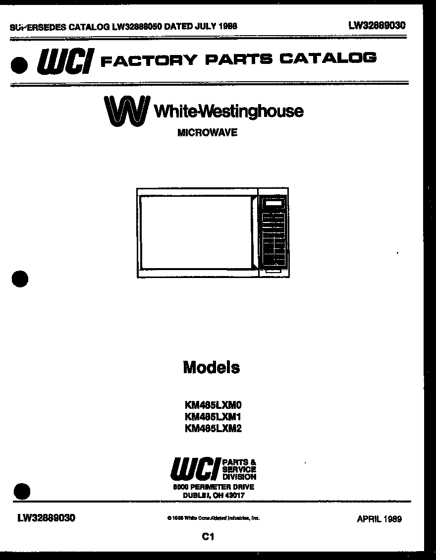 White-Westinghouse KM485LXMW2 control panel diagram