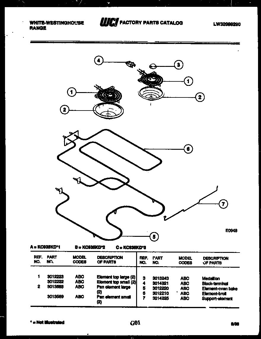 White-Westinghouse KC935KDD3 broiler parts diagram