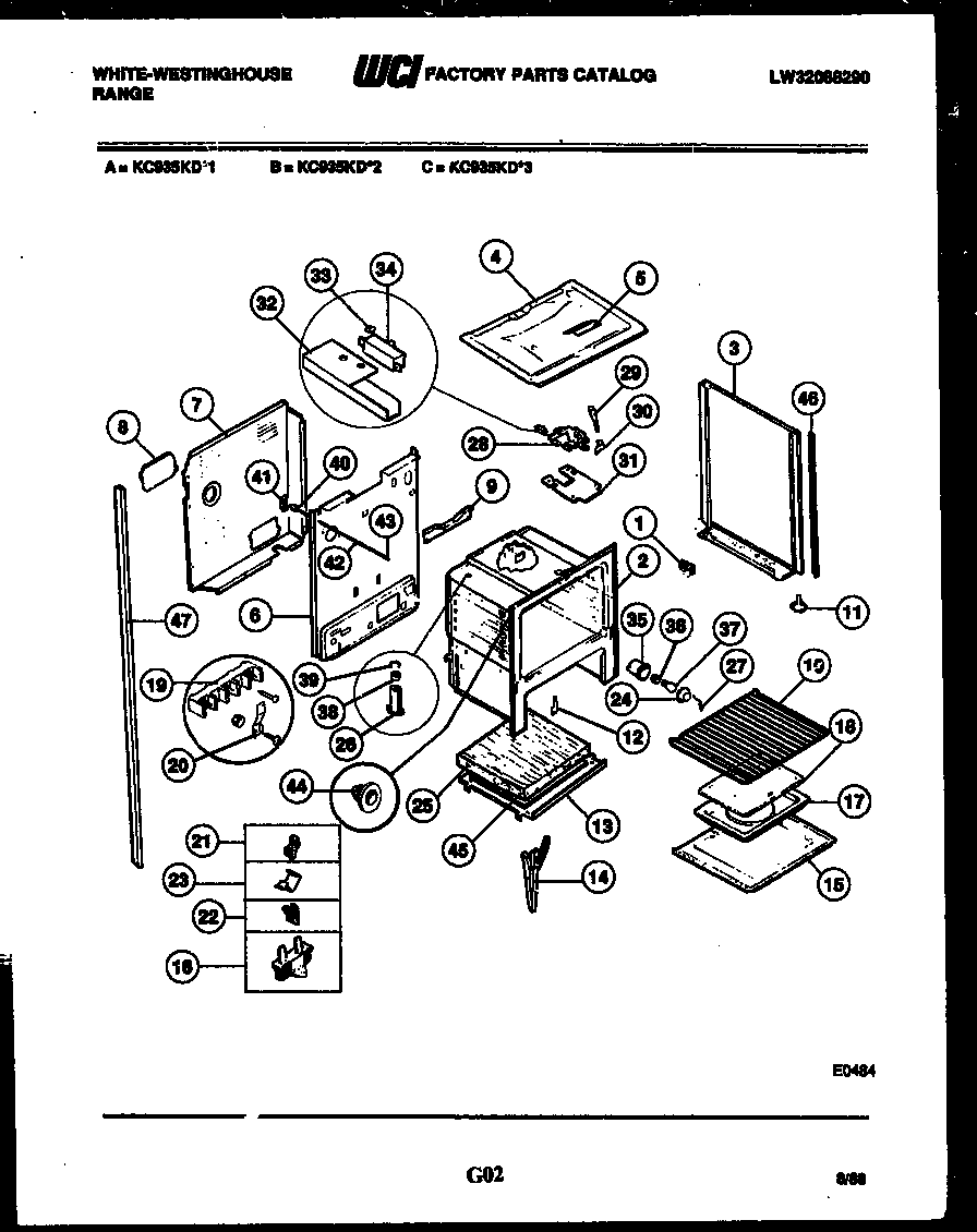 White-Westinghouse KC935KDD3 body diagram