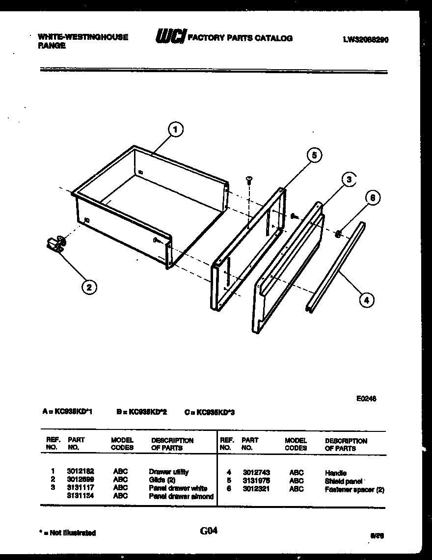 White-Westinghouse KC935KDD3 drawer diagram
