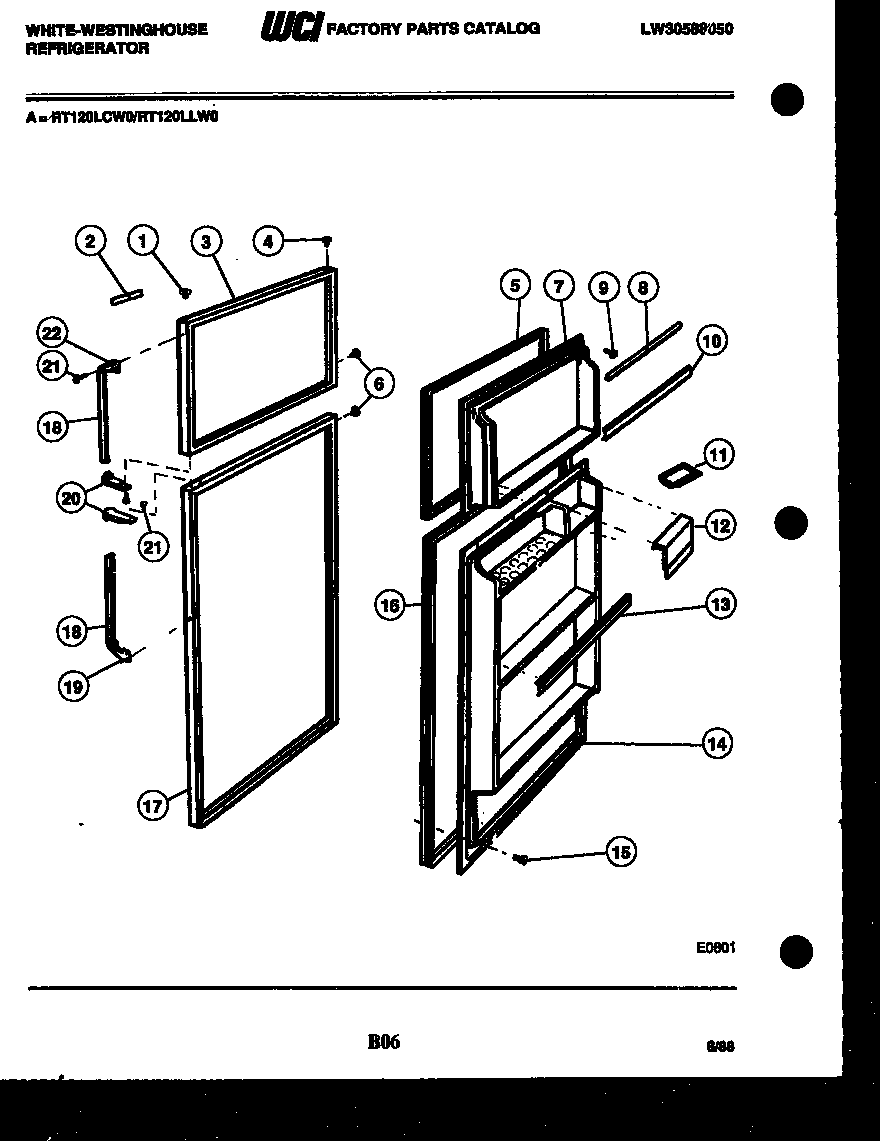 White-Westinghouse RT120LCW0 door parts diagram