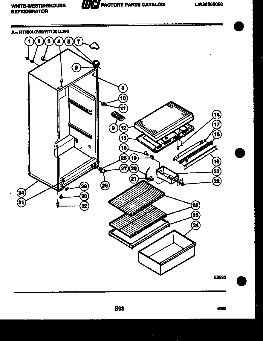 White-Westinghouse RT120LCW0 cabinet parts diagram