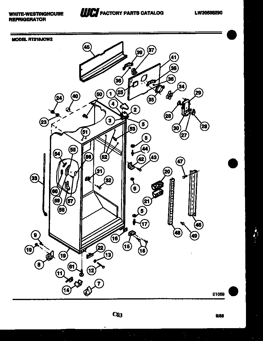 White-Westinghouse RT218JCF2 cabinet parts diagram