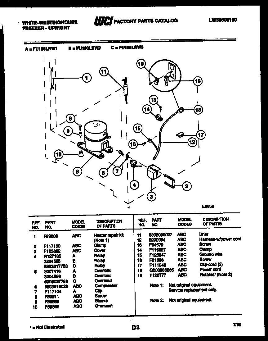 White-Westinghouse FU196LRW2 system parts diagram
