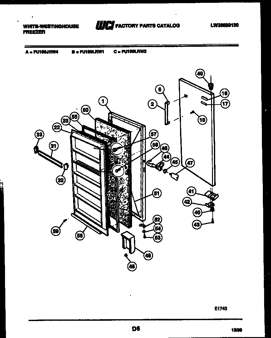 White-Westinghouse FU199LRW1 door parts diagram