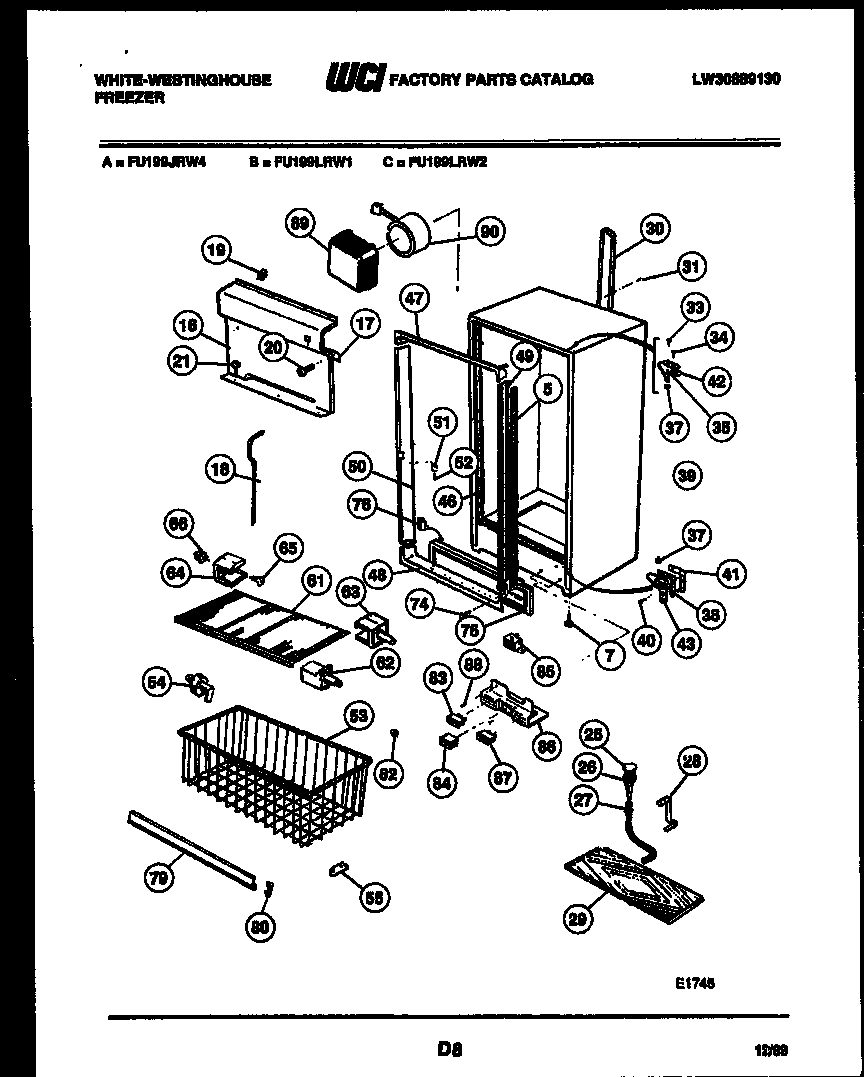 White-Westinghouse FU199LRW1 cabinet parts diagram