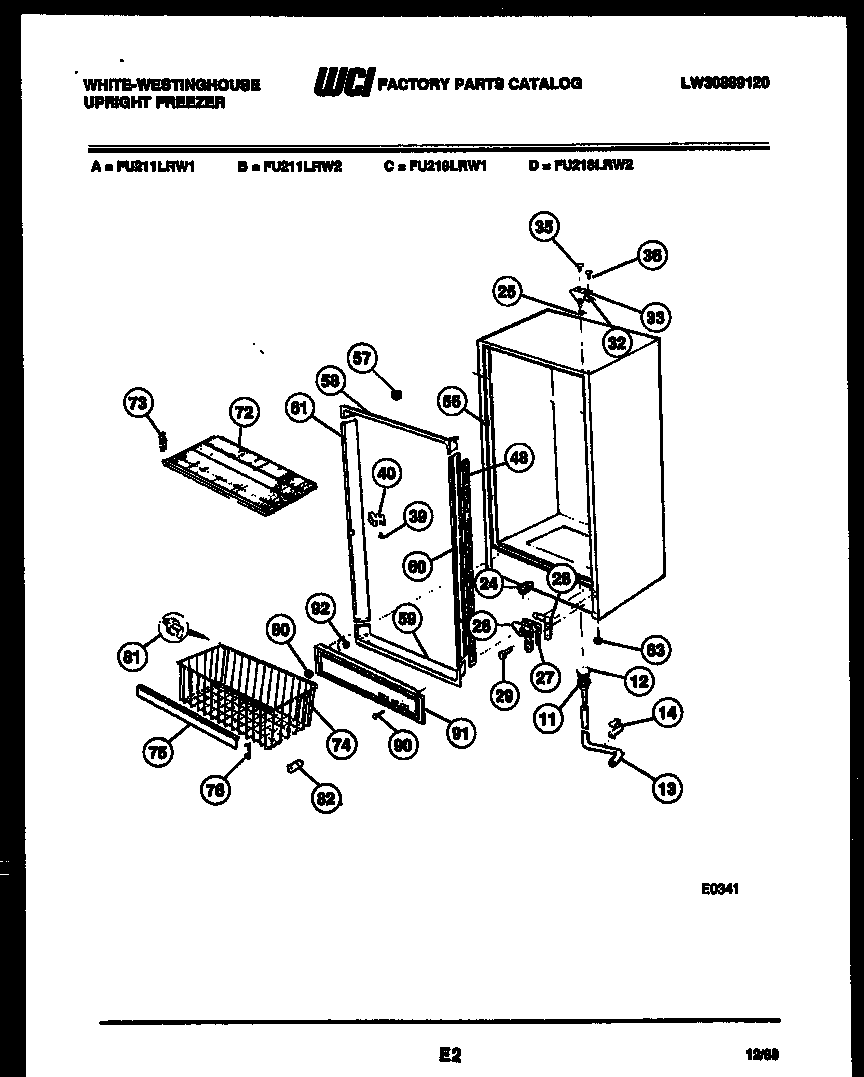 White-Westinghouse FU211LRW2 cabinet parts diagram