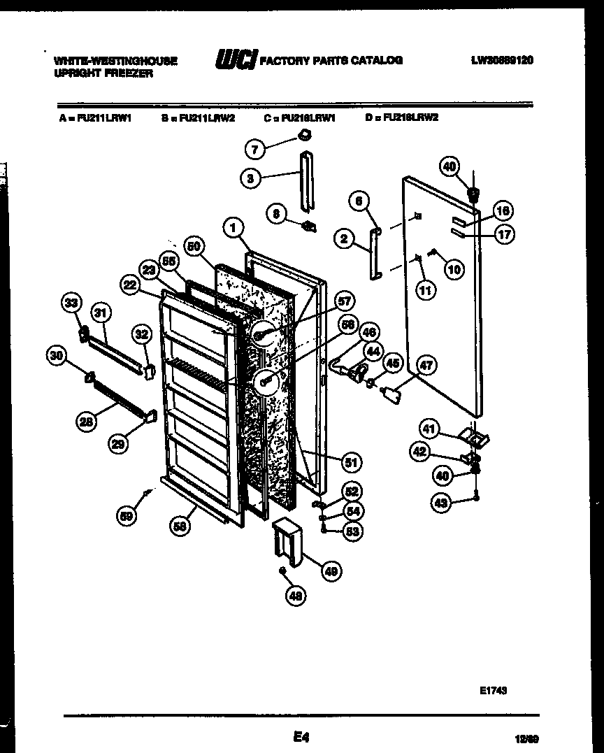 White-Westinghouse FU211LRW2 door parts diagram