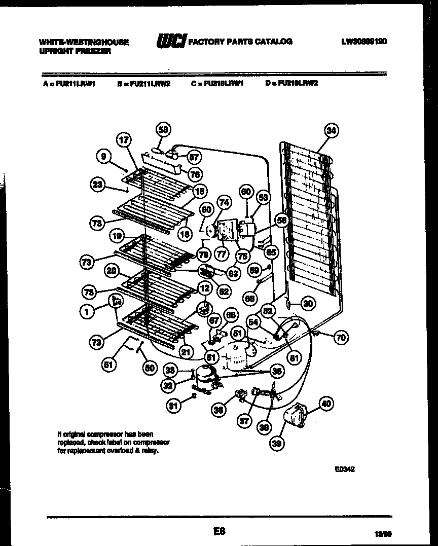 White-Westinghouse FU211LRW2 system and electrical parts diagram