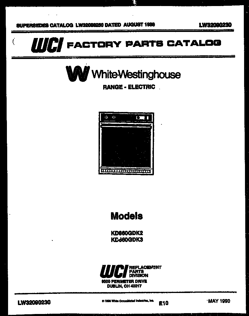 White-Westinghouse KD860GDKH2 cover diagram