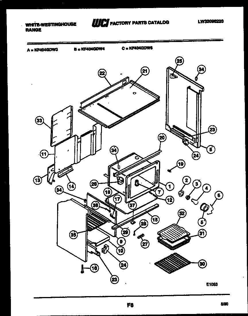 White-Westinghouse KF404GDD5 body parts diagram