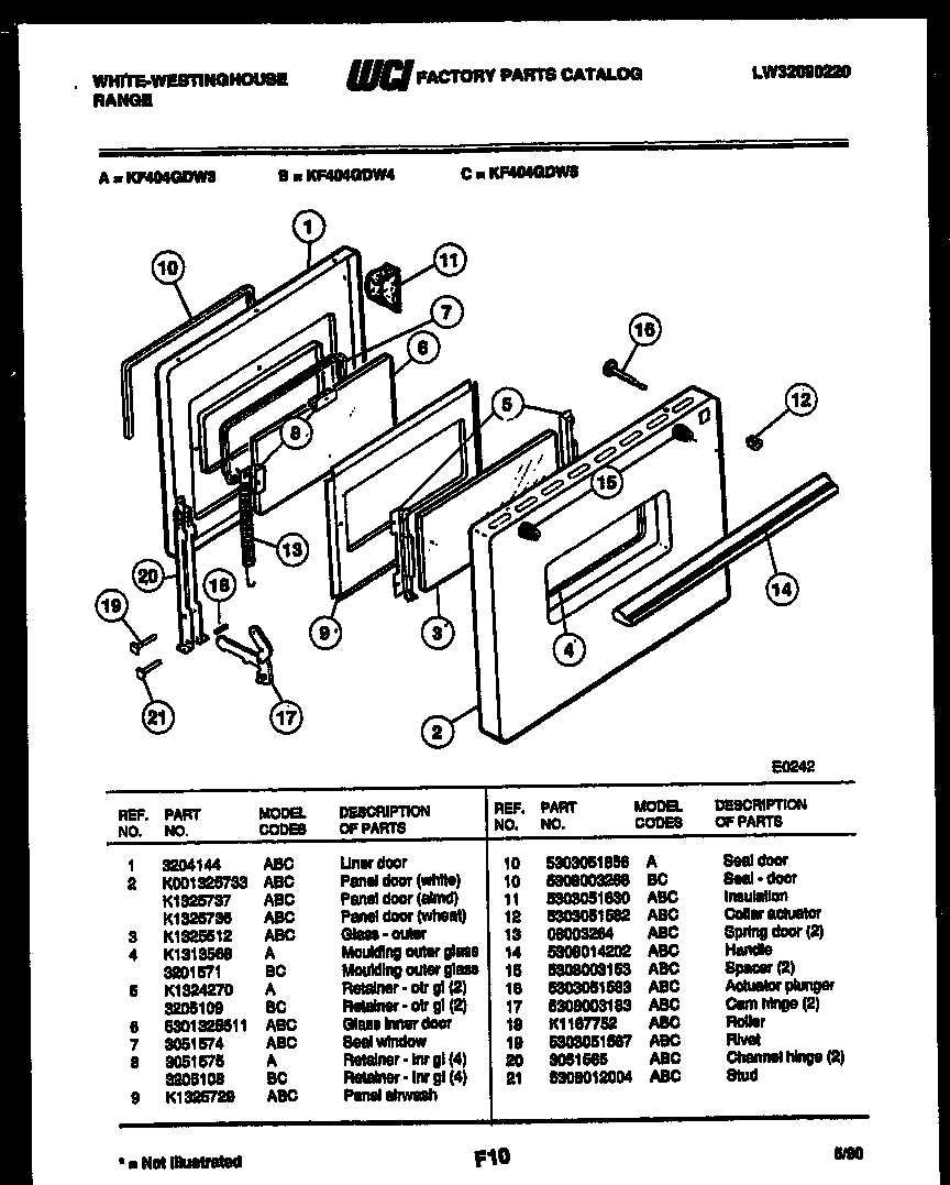 White-Westinghouse KF404GDD5 door parts diagram