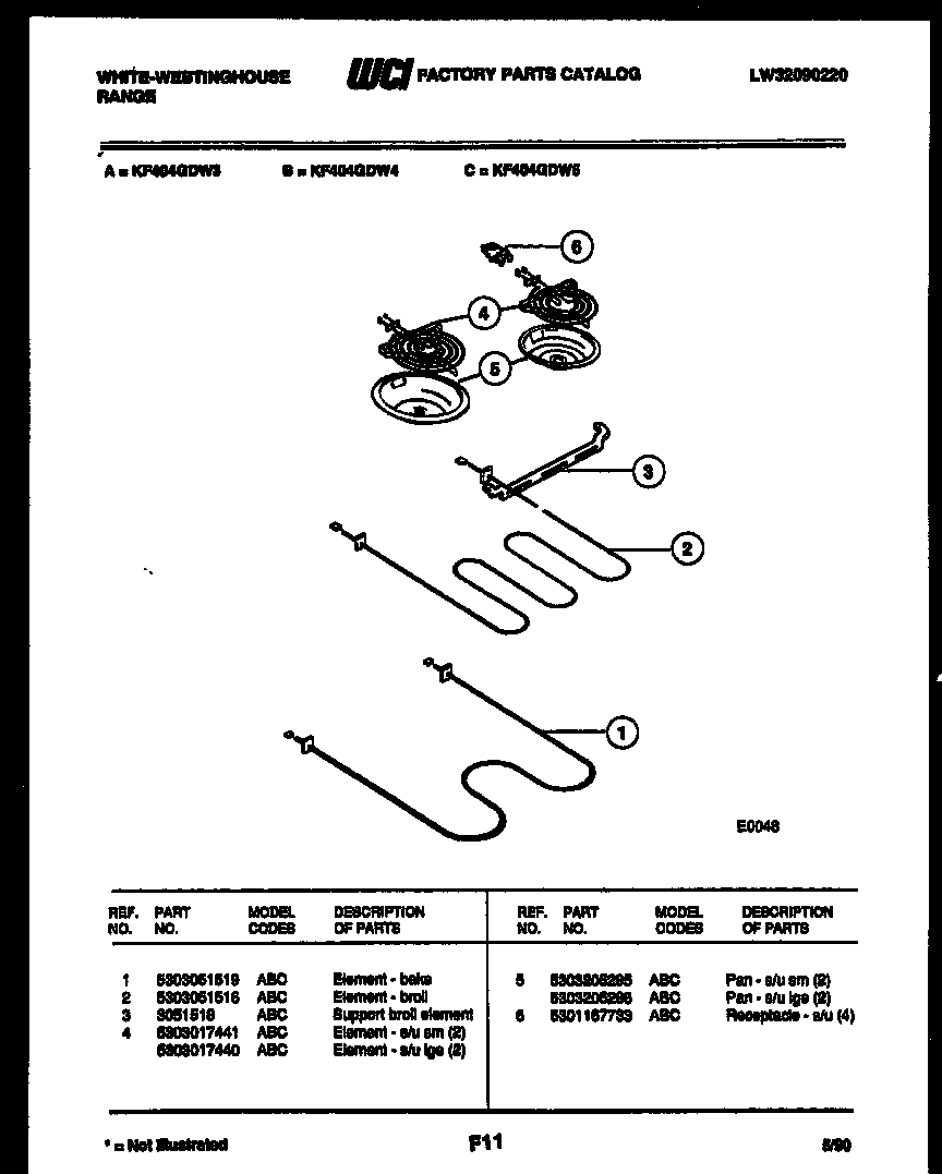 White-Westinghouse KF404GDD5 broiler parts diagram