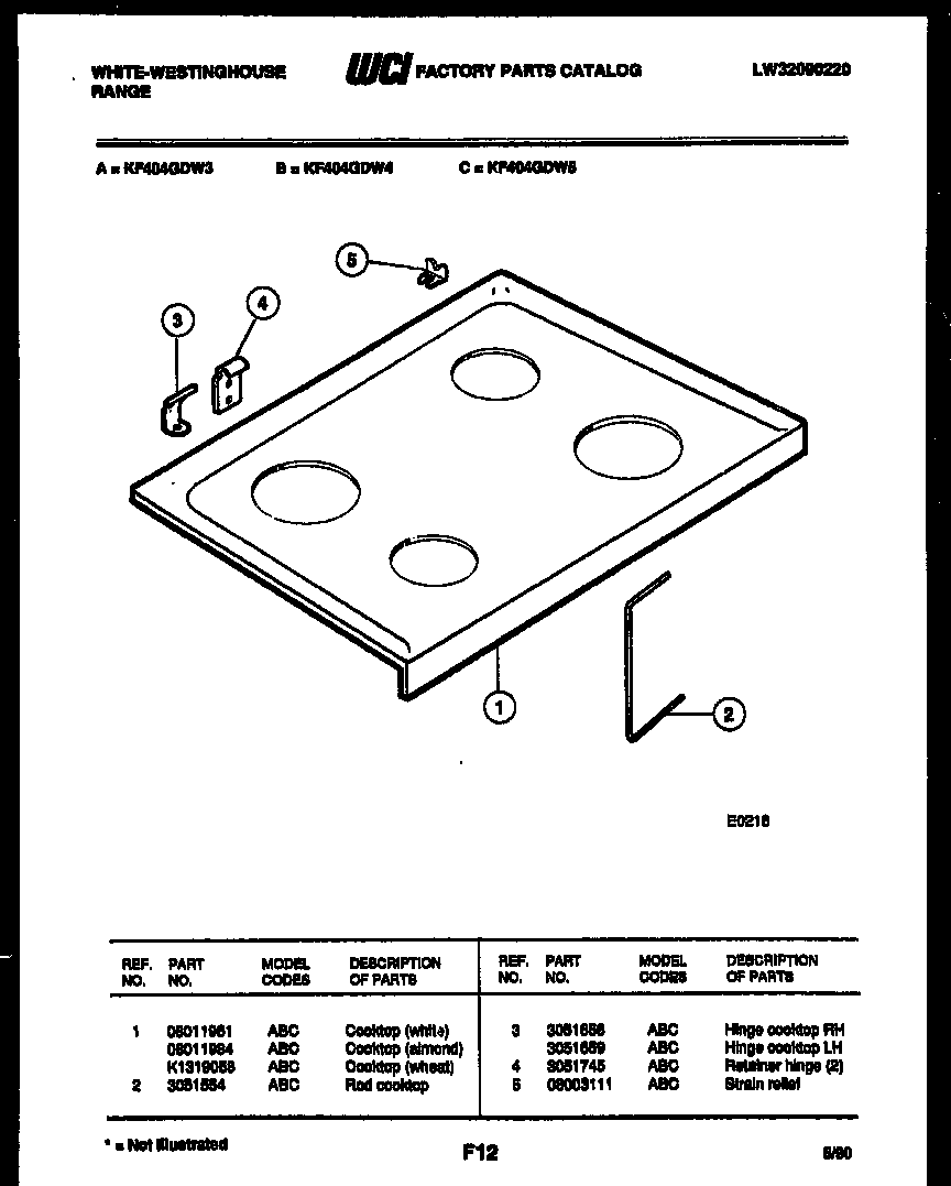 White-Westinghouse KF404GDD5 cooktop parts diagram